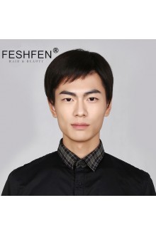FESHFEN中老年男士真發假發短直發真人發絲逼真自然商務男士頭套